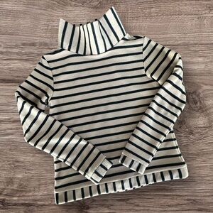 Dudley Stephens Park Slope Turtleneck Mariner Stripe Khaki Black Vello Fleece XS